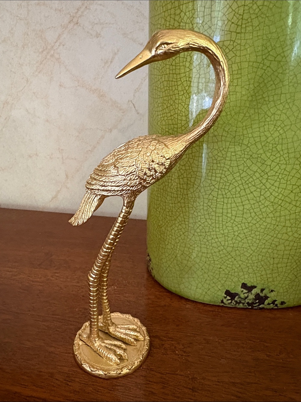 Gold Crane Ibis Egret Bird Figurine Decorative Accent - Picture 3 of 16